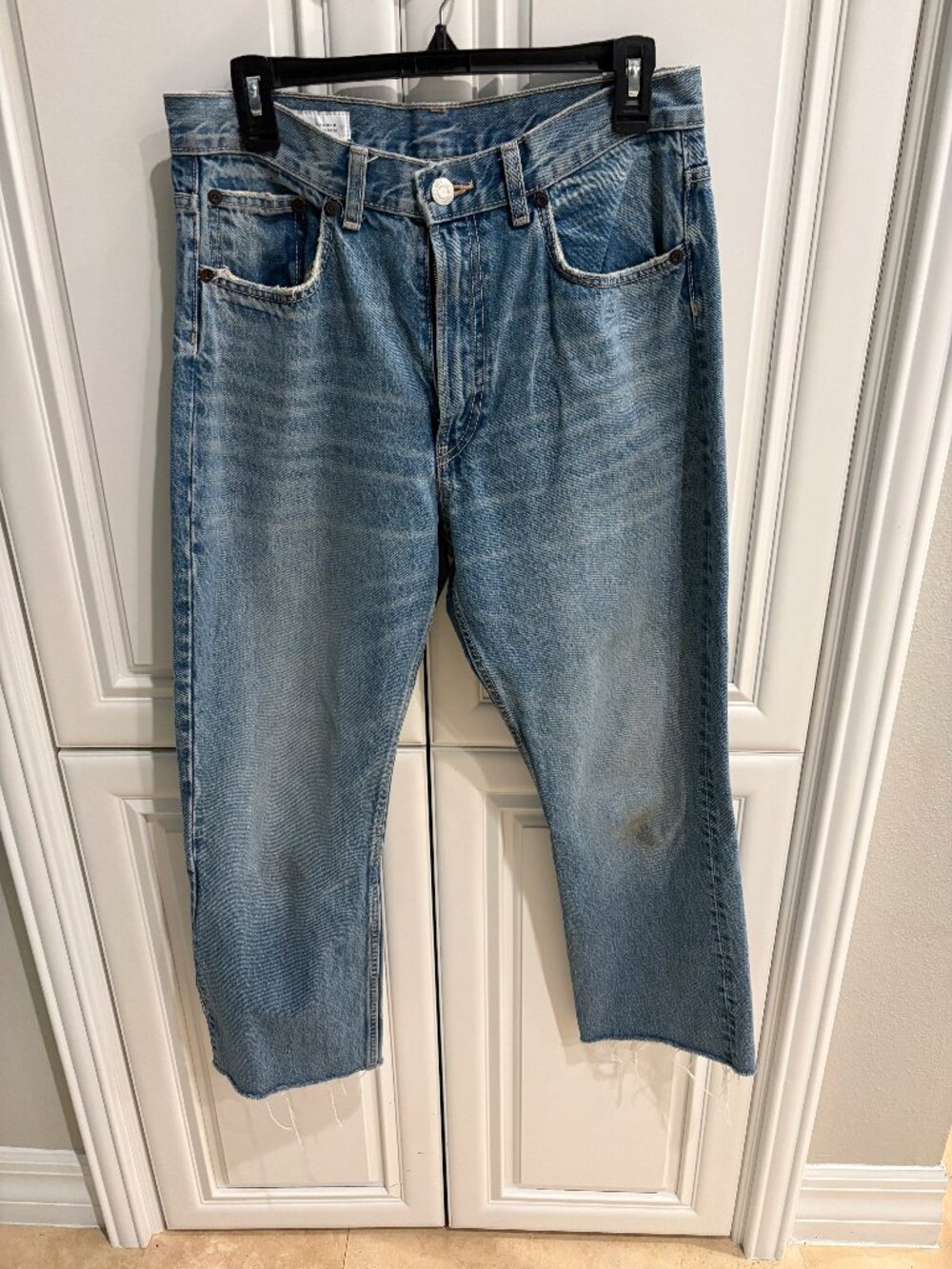 Zara High-Waisted, Frayed Edge Jeans